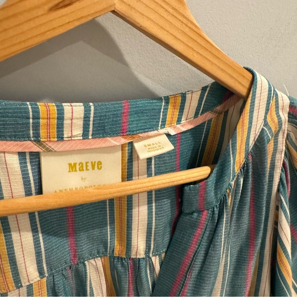 NEW Maeve by Anthropologie Brenda Striped Peasant Blouse, Size S - Picture 7 of 12